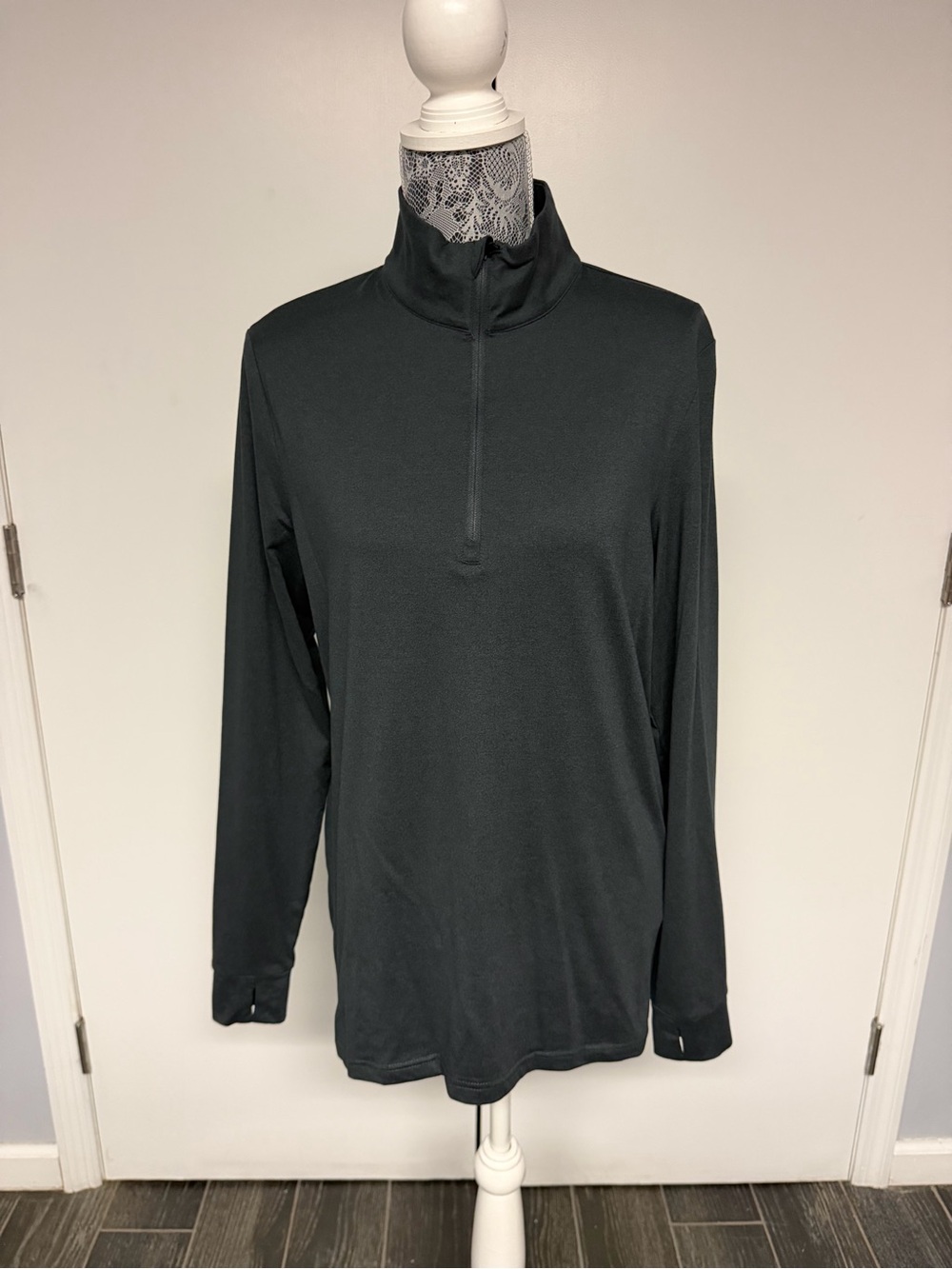 Onia Men's Dark Charcoal Quarter-Zip Performance Sweater